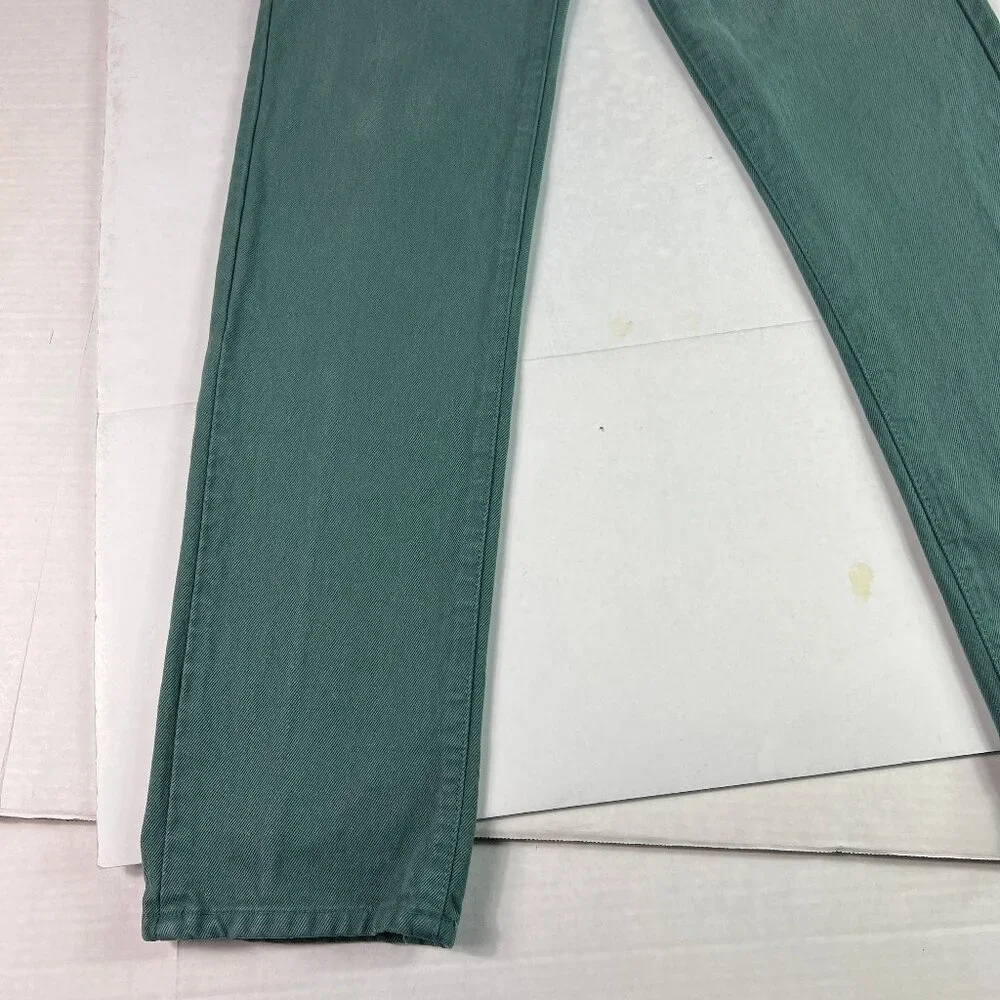 VTG Calvin Klein Jean's Juniors 26x31* Straight Green Faded Denim USA Made Tag 3